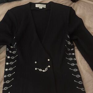 St. John Black Knit with Silver Accents